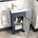 Bermuda Inky Blue Cloakroom Basin Vanity 400mm - Brushed Brass Accents