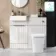 Sicily Fluted Coastal White Combination Vanity Basin with Marble Top & Houston Toilet 1000mm - Brushed Brass Accents