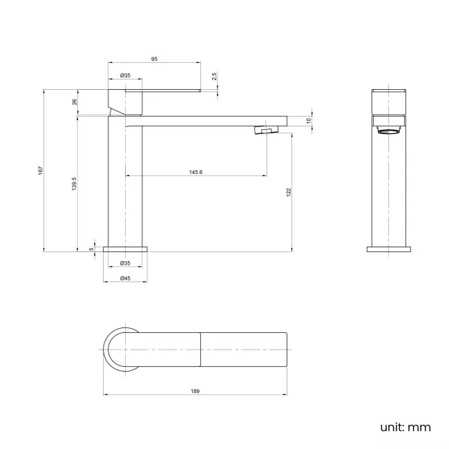Tees Brushed Brass Basin Mixer Tap