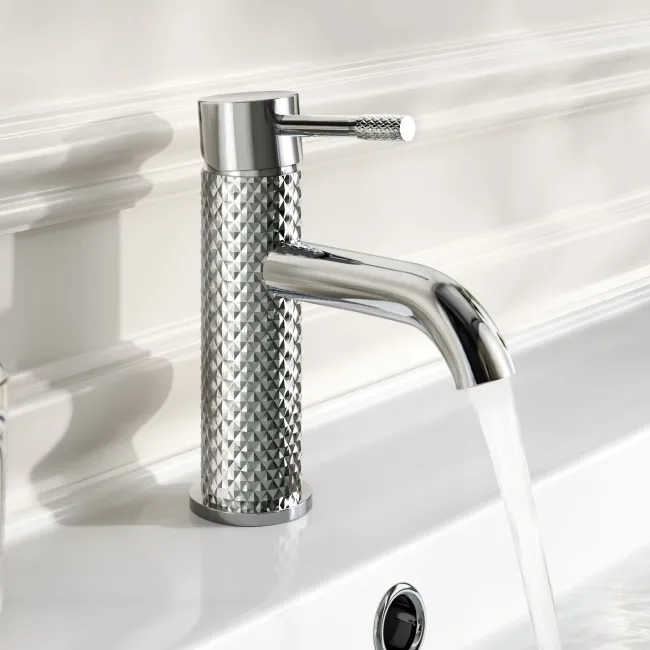 Suir Chrome Basin Mixer Tap with Knurled Detailing