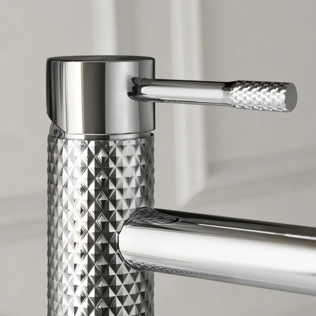 Suir Chrome Basin Mixer Tap with Knurled Detailing