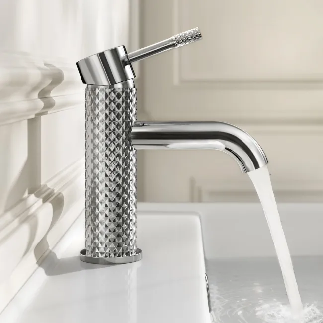 Suir Chrome Basin Mixer Tap with Knurled Detailing