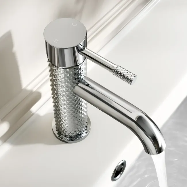 Suir Chrome Basin Mixer Tap with Knurled Detailing