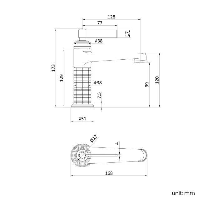 Corrib Brushed Brass Basin Mixer Tap