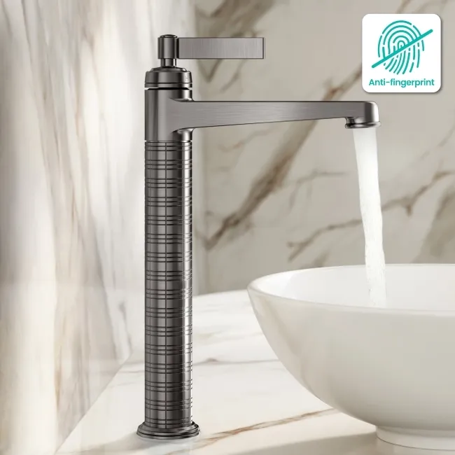 Corrib Brushed Gunmetal High Rise Basin Mixer Tap