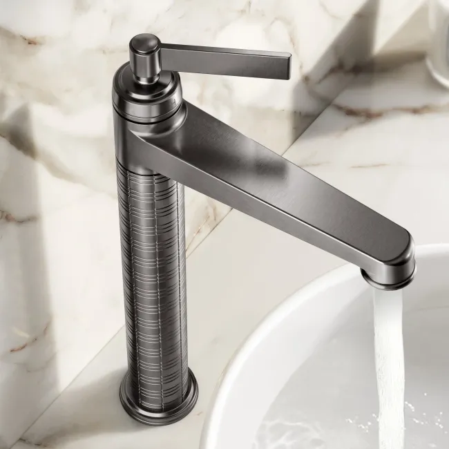 Corrib Brushed Gunmetal High Rise Basin Mixer Tap