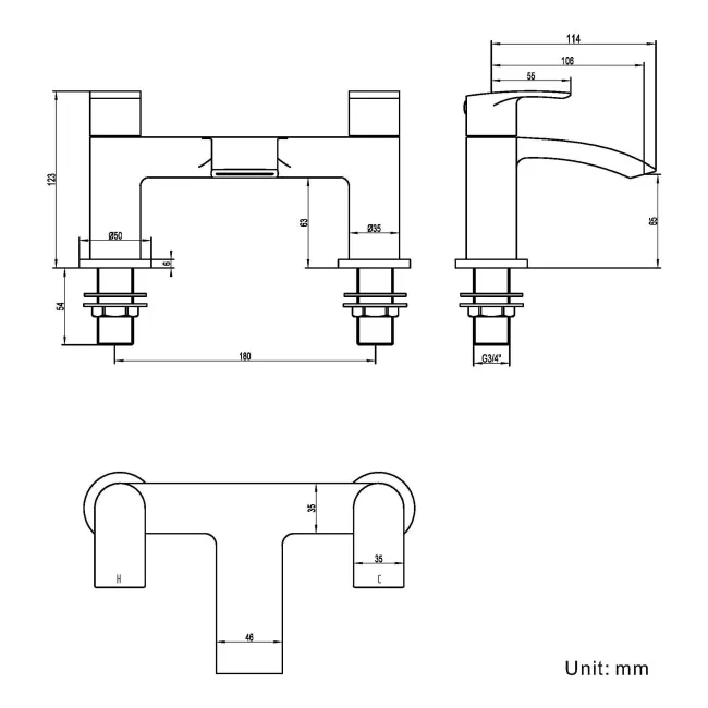 Severn Brushed Brass Bath Filler