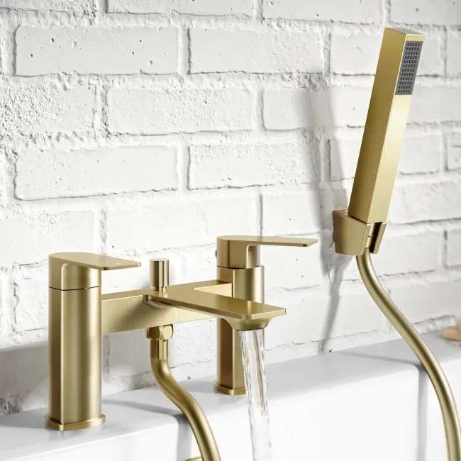 Lune Brushed Brass Bath Filler & Handheld Shower