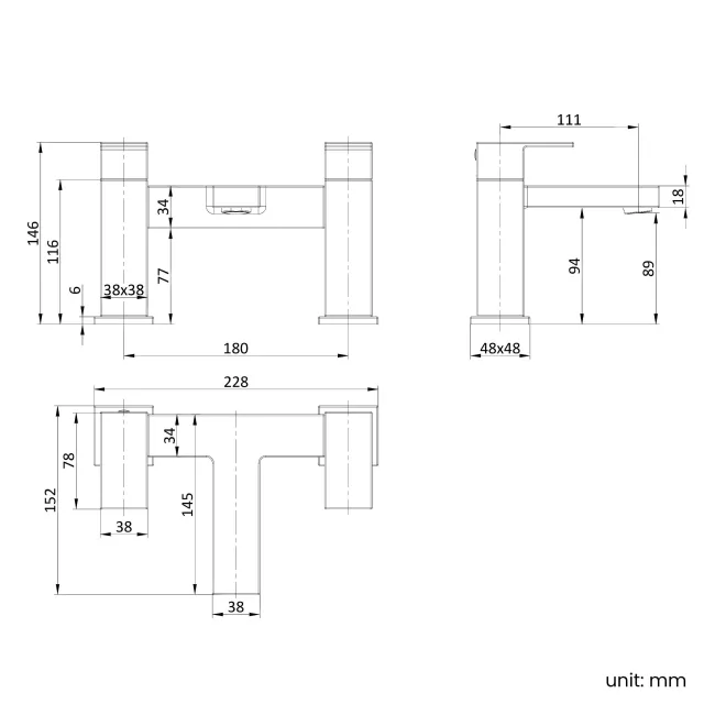 Tamar Brushed Brass Bath Filler