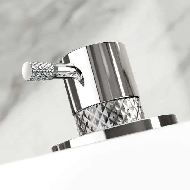 Suir Chrome Bath Mixer Tap & Handheld Shower with Knurled Detailing