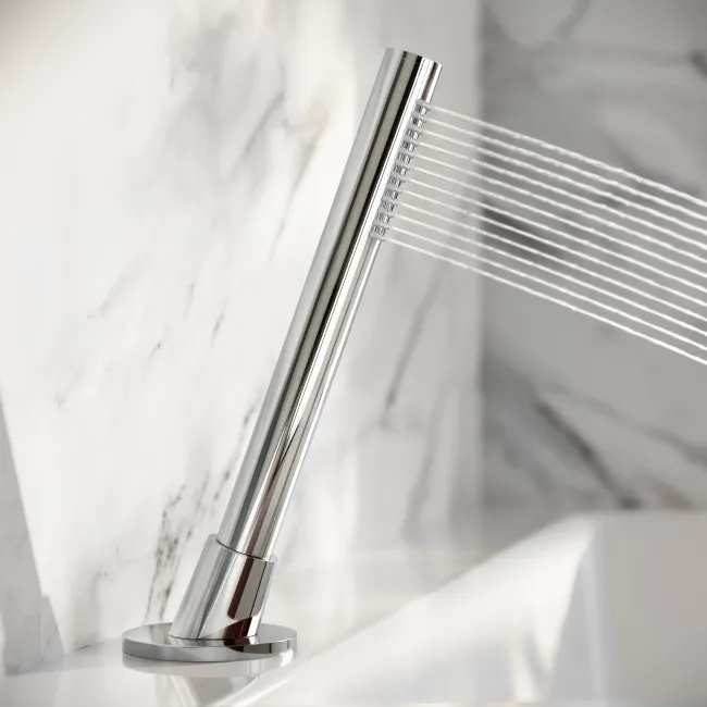 Suir Chrome Bath Mixer Tap & Handheld Shower with Knurled Detailing