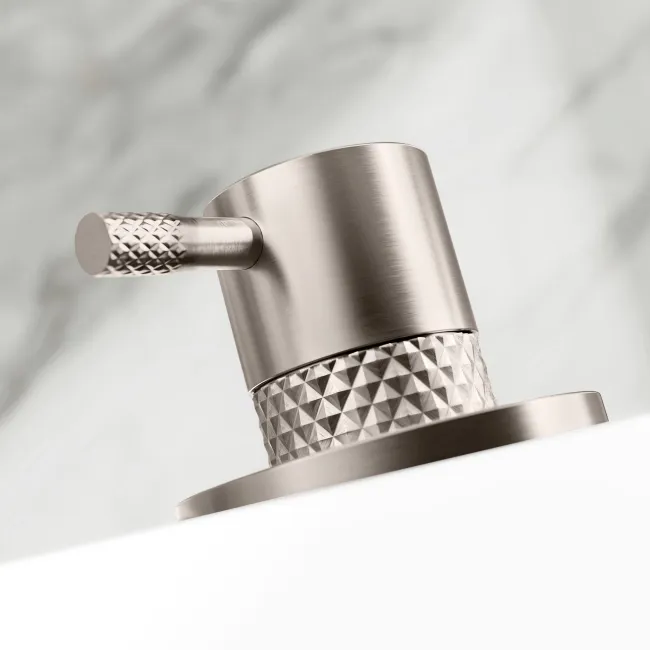 Suir Brushed Nickel Bath Mixer Tap & Handheld Shower with Knurled Detailing