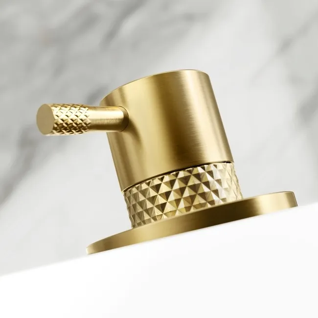 Suir Brushed Brass Bath Mixer Tap & Handheld Shower with Knurled Detailing