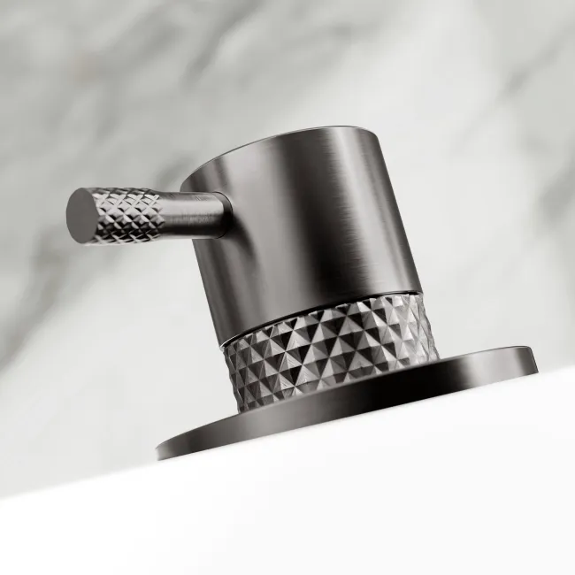 Suir Brushed Gunmetal Bath Mixer Tap & Handheld Shower with Knurled Detailing