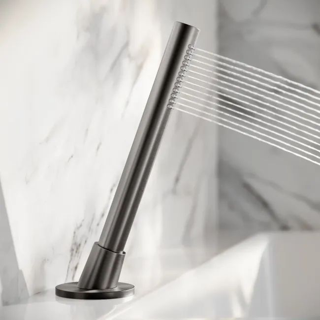 Suir Brushed Gunmetal Bath Mixer Tap & Handheld Shower with Knurled Detailing