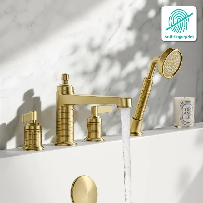 Corrib Brushed Brass Bath Mixer Tap & Handheld Shower
