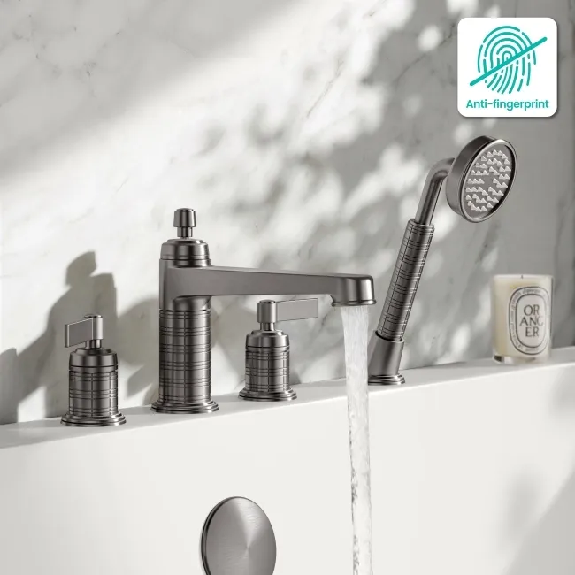 Corrib Brushed Gunmetal Bath Mixer Tap & Handheld Shower