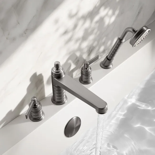 Corrib Brushed Gunmetal Bath Mixer Tap & Handheld Shower