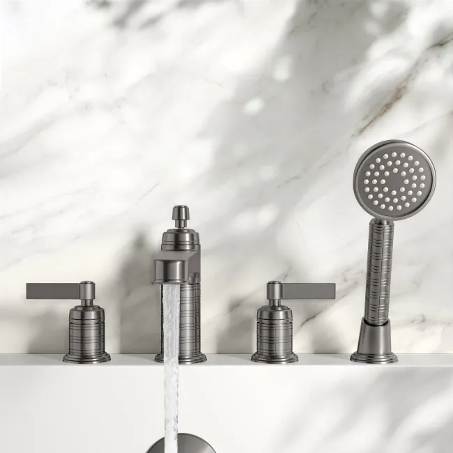 Corrib Brushed Gunmetal Bath Mixer Tap & Handheld Shower