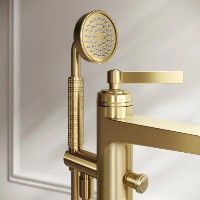 Corrib Brushed Brass Freestanding Bath Shower Mixer Tap