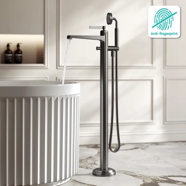 Corrib Brushed Gunmetal Freestanding Bath Shower Mixer Tap