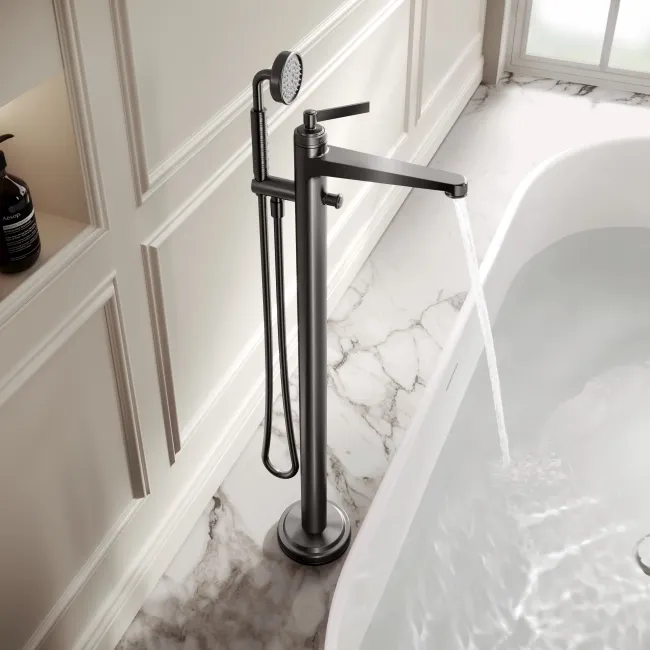 Corrib Brushed Gunmetal Freestanding Bath Shower Mixer Tap