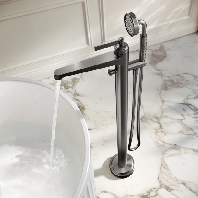 Corrib Brushed Gunmetal Freestanding Bath Shower Mixer Tap