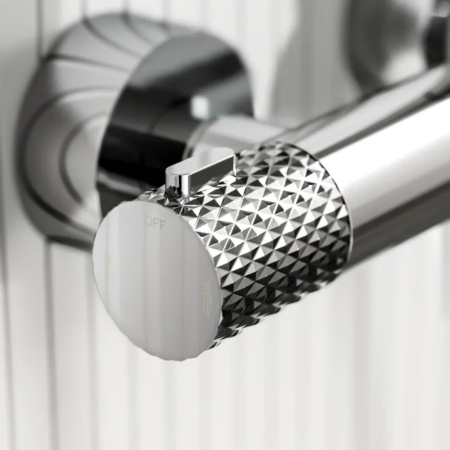 Suir Premium Chrome Round Thermostatic Shower Set with Knurled Detailing