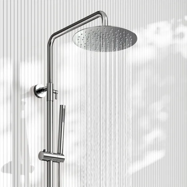 Suir Premium Chrome Round Thermostatic Shower Set with Knurled Detailing