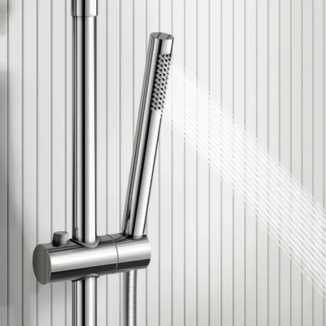 Suir Premium Chrome Round Thermostatic Shower Set with Knurled Detailing