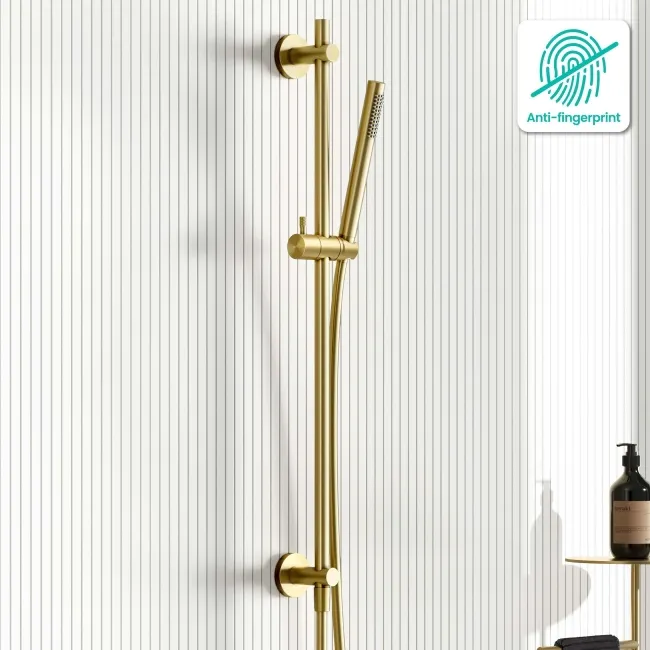 Suir Brushed Brass Shower and Sliding Riser Set