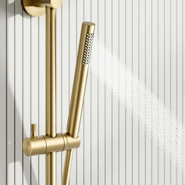 Suir Brushed Brass Shower and Sliding Riser Set