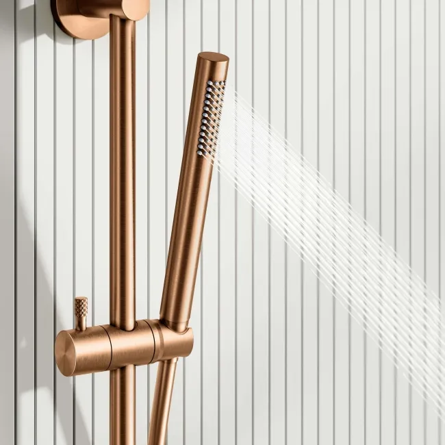 Suir Brushed Copper Shower and Sliding Riser Set