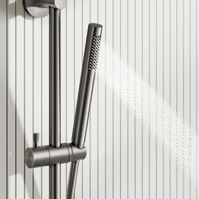 Suir Brushed Gunmetal Shower and Sliding Riser Set