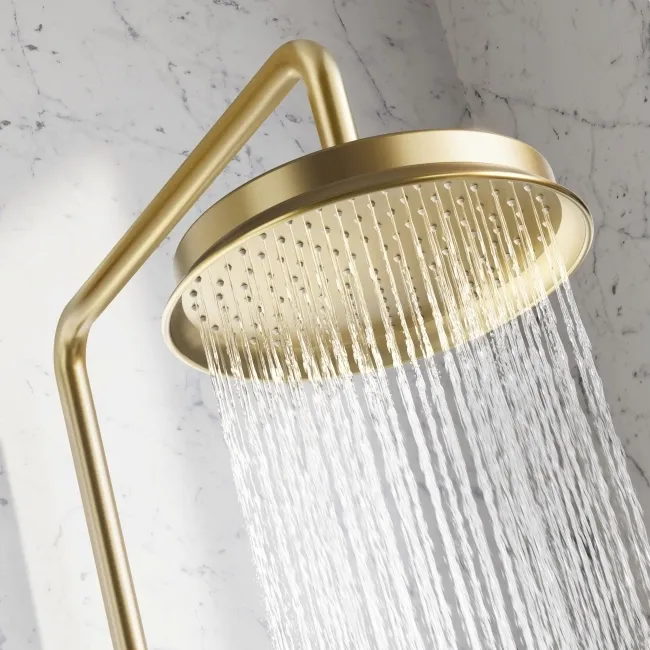 Corrib Premium Round Brushed Brass Thermostatic Bath Filler Shower Set