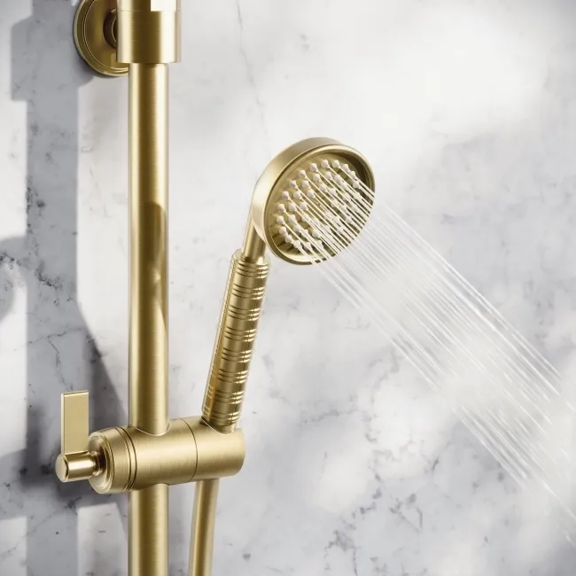 Corrib Premium Round Brushed Brass Thermostatic Bath Filler Shower Set