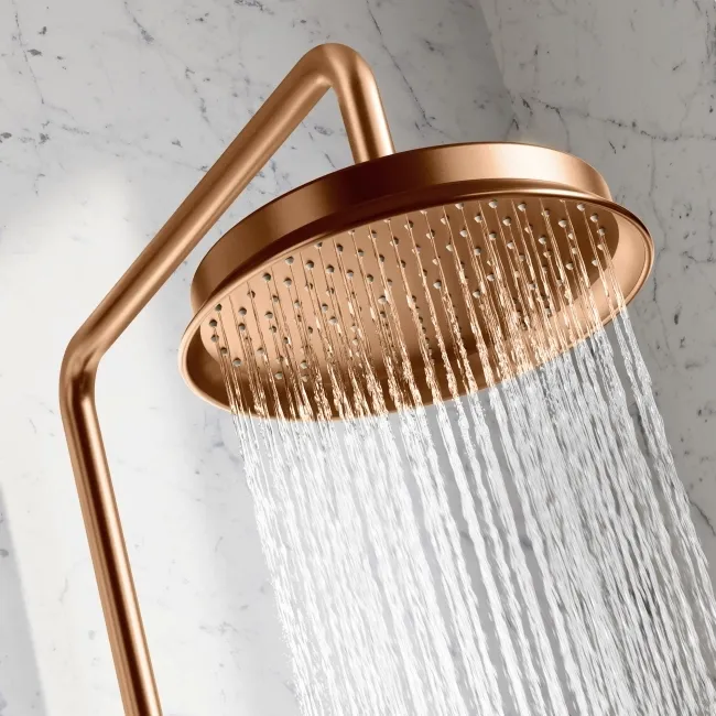 Corrib Premium Round Brushed Copper Thermostatic Bath Filler Shower Set