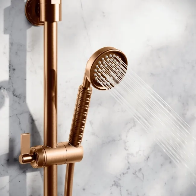 Corrib Premium Round Brushed Copper Thermostatic Bath Filler Shower Set