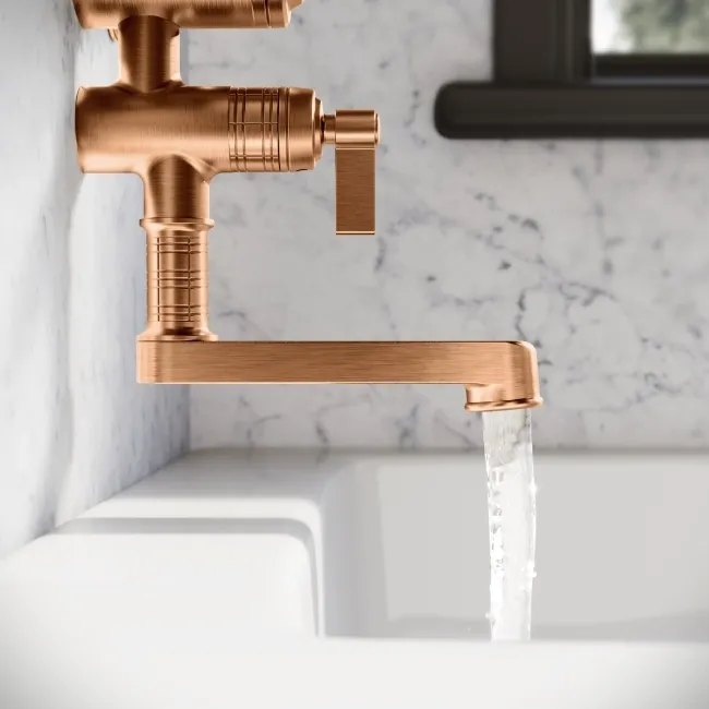 Corrib Premium Round Brushed Copper Thermostatic Bath Filler Shower Set