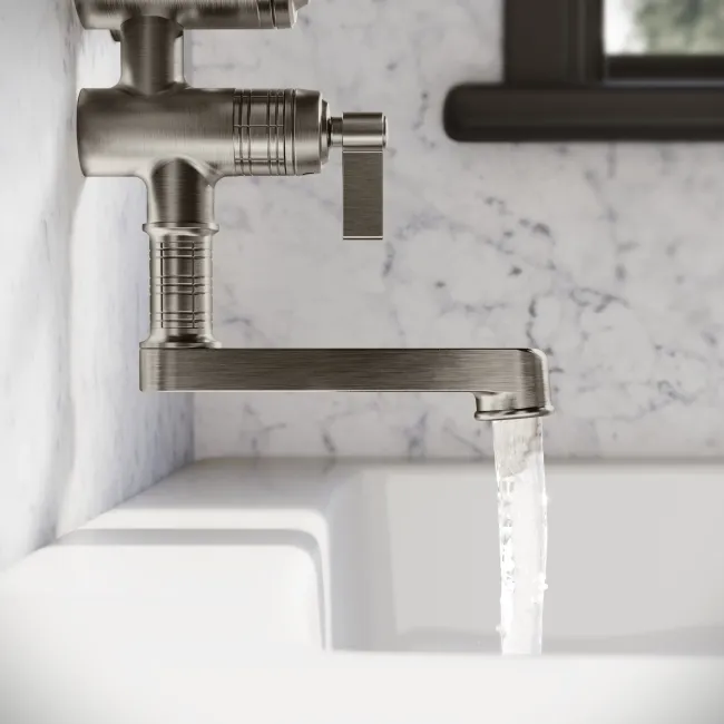 Corrib Premium Round Brushed Gunmetal Thermostatic Bath Filler Shower Set