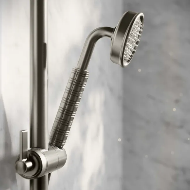 Corrib Brushed Gunmetal Round Shower and Sliding Riser Set