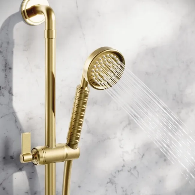 Corrib Premium Brushed Brass Round Thermostatic Shower Set