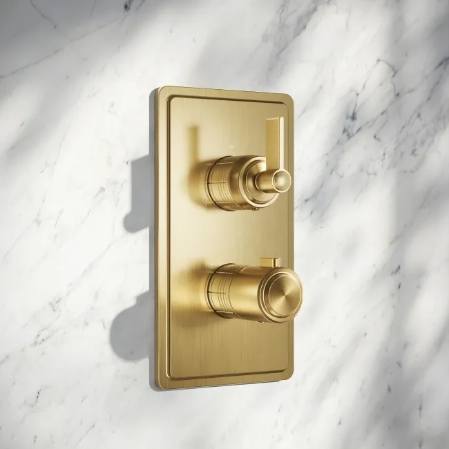 Corrib Premium Brushed Brass Round Thermostatic Shower Set