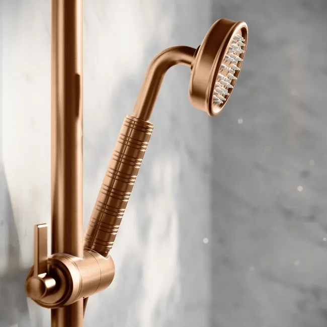 Corrib Premium Brushed Copper Round Thermostatic Shower Set