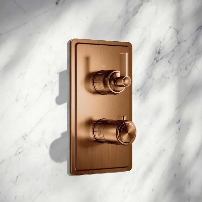 Corrib Premium Brushed Copper Round Thermostatic Shower Set