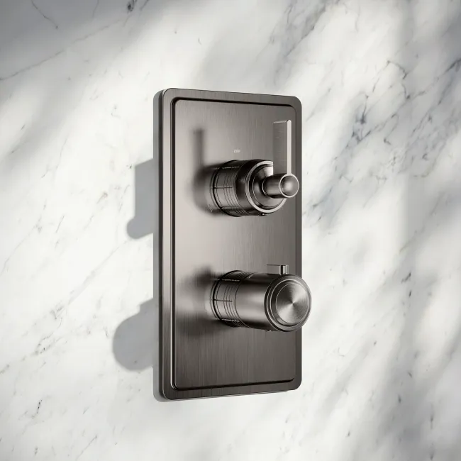 Corrib Premium Brushed Gunmetal Round Thermostatic Shower Set