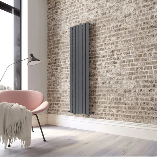 Faro Anthracite Single Flat Panel Vertical Radiator 1600x420mm