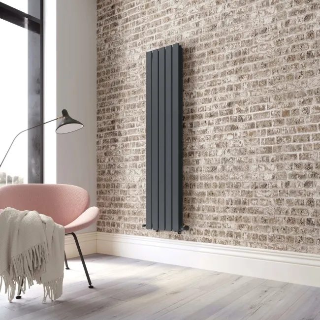 Faro Anthracite Double Flat Panel Vertical Radiator 1600x350mm