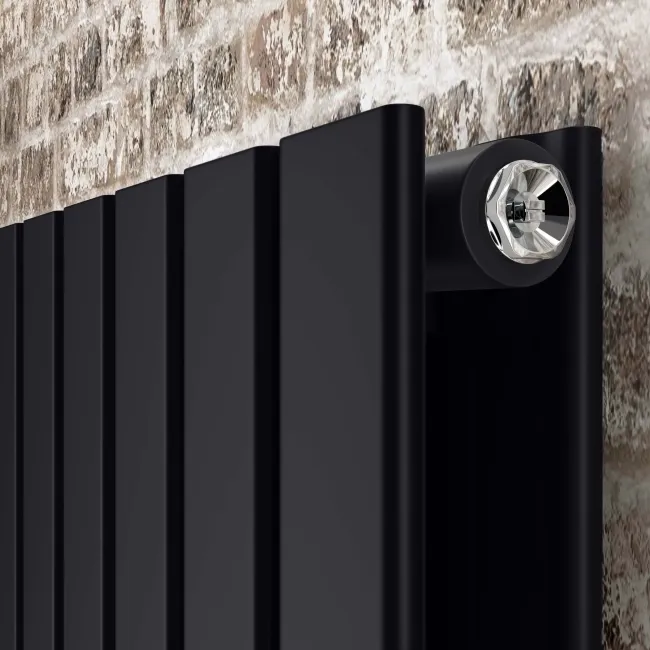 Faro Matt Black Double Flat Panel Vertical Radiator 1600x420mm