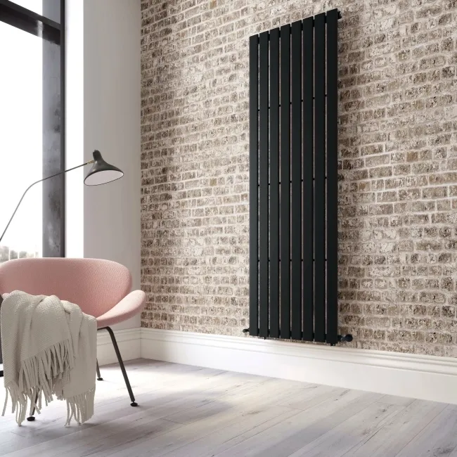 Faro Matt Black Single Flat Panel Vertical Radiator 1800x560mm